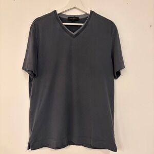 Robert Barakett Men's Pima Cotton V-Neck T-Shirt Gray Blue Large Super Soft